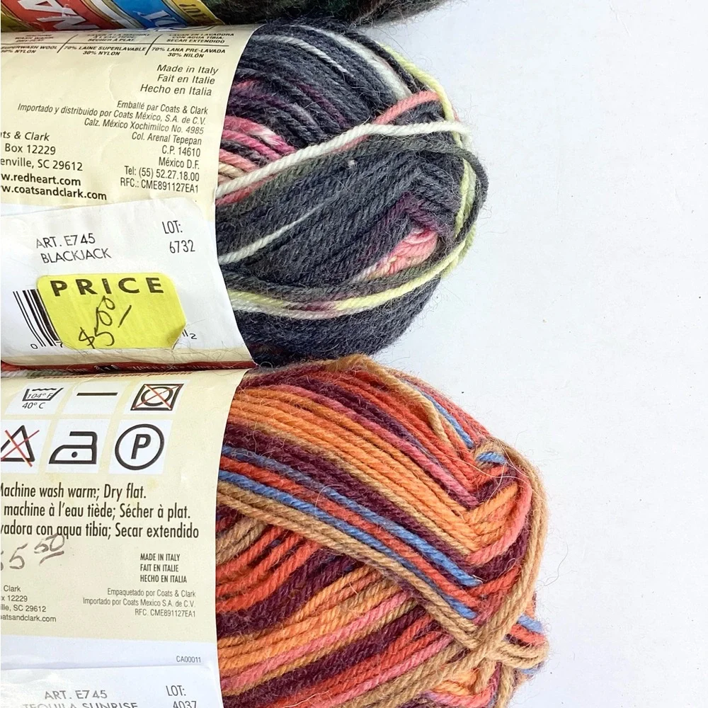 Yarn Sox Bernat Red Heart Gala Blue Orange Brown Green